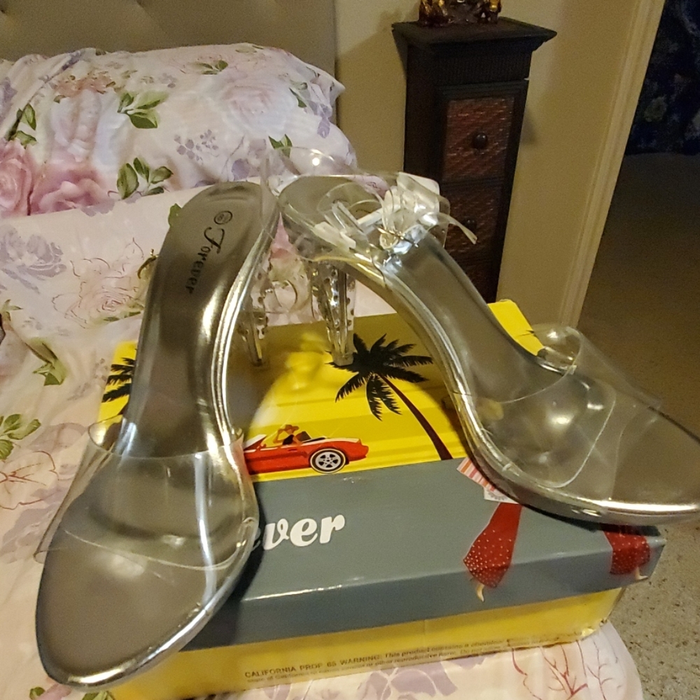 Sexy clear studded heels